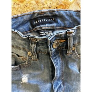 Aeropostale‎ Super High Rise Ankle Jegging Distressed Jean Blue Size 00